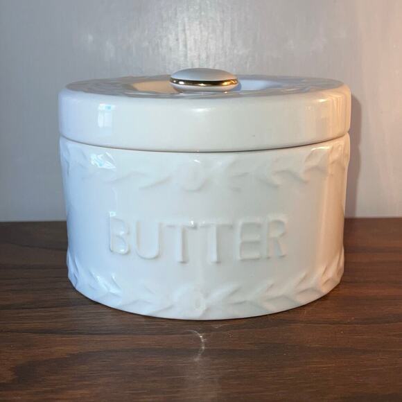 House of Webster Other - Butter Crock Dish Decor White Canister Kitchen Food Storage House of Webster